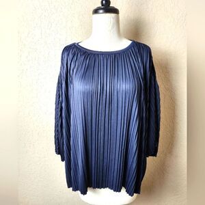 MaxMara Weekend Jersey Knit Blouse Quarter Sleeve Navy Blue Size M New